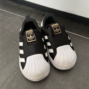 Adidas black slip on sneakers size 6